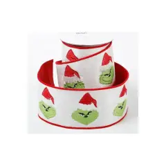 4" Green Monster Dupion Ribbon: Red/White (5 Yards)