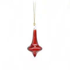 Blown Glass Teardrop Ornament - Red - Low Bulge