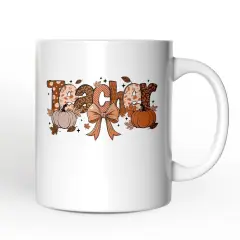 Teacher Coquette Autumn Mug, Cozy Fall Pumpkin Gift