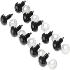 60Pcs Black Plastic Safety Eyes with Washers - 10mm