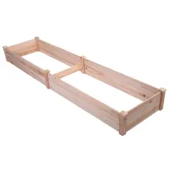 Natural Cedar Wood 8ft Raised Garden Bed with Divider for Planting
