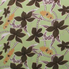 1 Yard Large All Over Plumeria Glitter Polyester Fabric 60 Inch Width Green