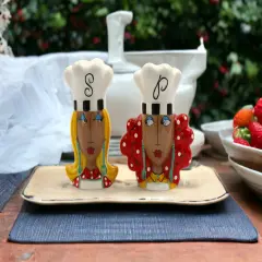 Ceramic African American Lady Chef Salt and Pepper Shakers, Home D&eacute;cor, Gift for Her, Mom, Friend, or Coworker, Kitchen D&eacute;cor