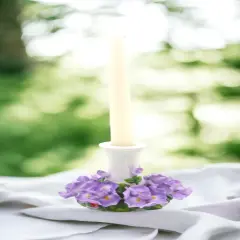 Ceramic 7/8" Tapper Candle Holder with Iris Flowers, Home D&eacute;cor, Gift for Her, Mom, Kitchen D&eacute;cor, Wedding D&eacute;cor, Vintage Decor