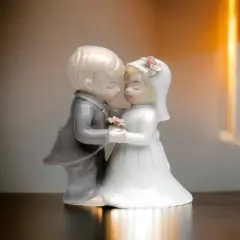 Ceramic Mini Wedding Couple Figurine, Wedding D&eacute;cor, Wedding Gift, Wedding Favor, Anniversary D&eacute;cor, Anniversary Gift, Home D&eacute;cor