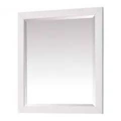 Solid Wood Frame 28x32 in. Rectangular Wall Bathroom Mirror White