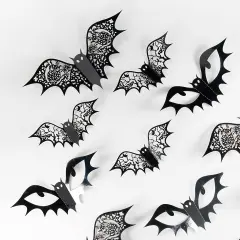 Halloween Decoration 48Pcs Reusable Black Bats Wall Stickers