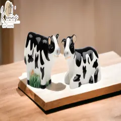 Ceramic Mini Cows Salt & Pepper Shakers, Home D&eacute;cor, Gift for Her, Gift for Mom, Kitchen D&eacute;cor, Farmhouse D&eacute;cor