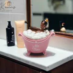 Ceramic African American Lady Me Time Jewelry Box, Home D&eacute;cor, Gift for Her, Mom, Friend, or Coworker, Vanity D&eacute;cor