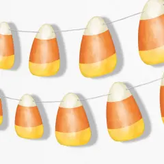Big Dot of Happiness Candy Corn Garland Banner, Halloween and Fall Party Decor Backdrop, 30 Feet of Cord, 15 Paper Classic Tri-Color Candy Corn Shapes