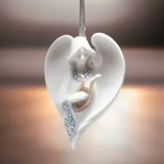 Ceramic Angel With Harp Ornament, Home D&eacute;cor, Religious D&eacute;cor, Religious Gift, Church D&eacute;cor, Baptism Gift