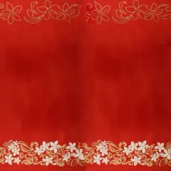 1 Yard Tiare & Swirls Double Border Glitter Polyester Fabric, 36in L x 60in W Premium Textile Red