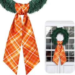 Wreath Sash for Front Door Wreath Satin Sash for Embroidery Monogram Garland Ribbon Accessories Xmas Party Yard Doorway Indoor Outdoor Wall(Autumn)