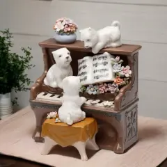Ceramic Dogs Playing Piano Music Box, Home D&eacute;cor, Gift for Her, Gift for Mom, Kitchen D&eacute;cor, Dog Lover Gift, Pet Loss Gift