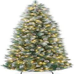 Frosted Pencil Christmas Tree Slim Pre Lit Scotch Pine with White & Multicolor LED Lights