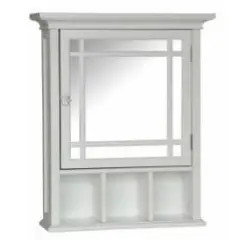 White Bathroom Medicine Cabinet with Mirror Wall Mounted MDF Storage Organizer