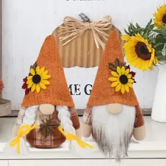 2 PCS Autumn Gnomes Fall Tiered Tray Decor