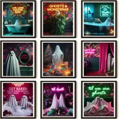 9Pcs Halloween Ghosts Canvas Wall Art