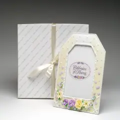 Ceramic Pansy Flower Photo Frame, Home D&eacute;cor, Gift for Her, Gift for Mom, Nature Lover Gift, Wedding Gift