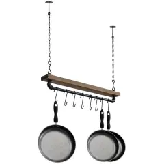 Ceiling Mounted Hanging Pot Rack Rustic Industrial Style