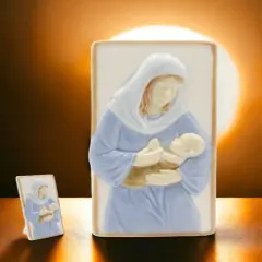 Ceramic Mary Holding Baby Jesus Figurine, Home D&eacute;cor, Religious D&eacute;cor, Religious Gift, Church D&eacute;cor, Baptism Gift