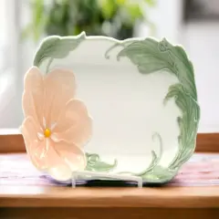 Ceramic Apple Blossom Flower Plates - Set Of 2, Home D&eacute;cor, Gift for Her, Gift for Mom, Nature Lover D&eacute;cor, Cottagecore, Caf&eacute; Decor