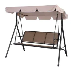 Outdoor 3-Person Canopy Swing for Porch Patio Deck with Steel Frame