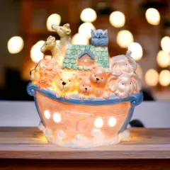 Ceramic Noah's Ark Night Light, Christmas D&eacute;cor, Religious D&eacute;cor, Religious Gift, Church D&eacute;cor, Baptism Gift, Easter D&eacute;cor