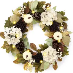 24 Inch Collasible Fall Wreath with Lights