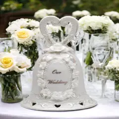 Ceramic Wedding Bell with Rose Flowers, Wedding D&eacute;cor or Gift, Anniversary D&eacute;cor or Gift, Home D&eacute;cor