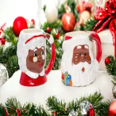 Ceramic African American Santa Claus and Mrs. Claus Mug Pair, Home D&eacute;cor, Gift for Her, Gift for Mom, Kitchen D&eacute;cor, Christmas D&eacute;cor