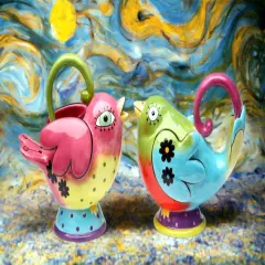 Hand Painted Ceramic Birds Sugar & Creamer Set, Home D&eacute;cor, Gift for Her, Gift for Mom, Kitchen D&eacute;cor, Birdwatcher Gift