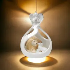 Ceramic Angel with The Lion and Lamb Eternal Peace Ornament, Home D&eacute;cor, Religious D&eacute;cor, Religious Gift, Church D&eacute;cor, Baptism Gift