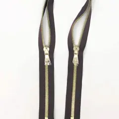 Brown Two Way Backpack or Luggage Zipper 5MM or 8MM Brass Teeth Closed