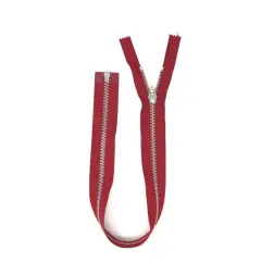 Zipper &ndash; Red 6MM Nickel Teeth 19" Separating Open Bottom for Jackets and Outerwear