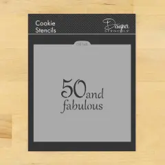 50 and Fabulous Cookie & Craft Stencil | CM148 by Designer Stencils | Cookie Decorating Tools | Baking Stencils for Royal Icing, Airbrush, Dusting Powder | Craft Stencils for Canvas, Paper, Wood | Reusable Food Grade Stencil