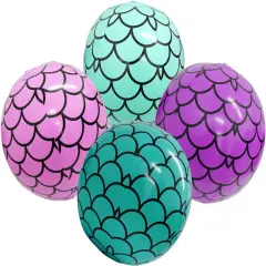 4E&rsquo;s Novelty 4 Pack Mermaid Beach Balls for Kids - Pool Float Toys & Mermaid Themed Birthday Party Decorations