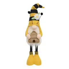 Honey Bee Hive Gnome Figurine with Burlap Fabric and Bumblebee Theme