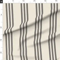 Various Fabrics by the Yard or Fat Quarter Simple Stripe Black Cream Tan Minimal Timeless Farmhouse Weathered Large Scale Custom Printed Fabric by Spoonflower