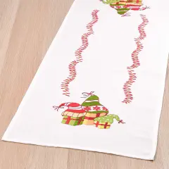 HerrschnersGnome Present Boxes Table Runner Stamped Embroidery Kit Multi