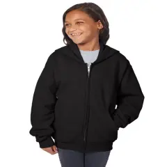 Hanes&reg; Youth Full-Zip Hooded Sweatshirt BLACK