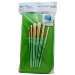 RCC 507 | Crafter's Choice&trade; 6pc White Bristle Variety Brush Set with Keep N' Carry Case