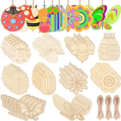 60Pcs Wood Cutouts Ornaments for Crafts