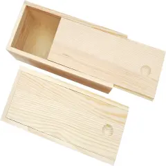 2 Pack Wood Box with Sliding Lid Unfinished Wood Storage Box Blank Natural Wood Box Case Container for Gift Jewelry Box, DIY Art Craft, Hobbies, Home Storage