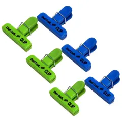 Chef Craft 2pc Plastic Magnetic Mini 3" Chip Bag Clips - Blue / Green