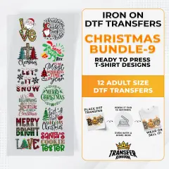 Iron on DTF Transfer Christmas Bundle 9 - 12 Best Seller T-shirt Designs Ready To Press