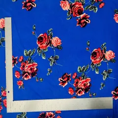 1 Yard Soft ITY Knit Floral Print Fabric For Dresses Tops Skirts Apparel Projects 58/60" Wide Royal