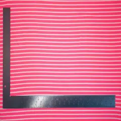 1 Yard Liverpool Knit Horizontal Stripe Fabric for Apparel and DIY Projects 58/60'' Inches Wide Neon Pink/White