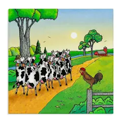 Stupell Industries Funny Cows Come Home Canvas Design by Roger Straub
