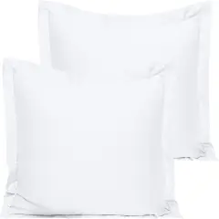 Cotton Standard Pillow Shams - 500 Thread Count Egyptian Cotton 20x26 Sham Covers, 2 Pack Super Soft and Breathable 20x26 Inches Oxford Pillowcases, White